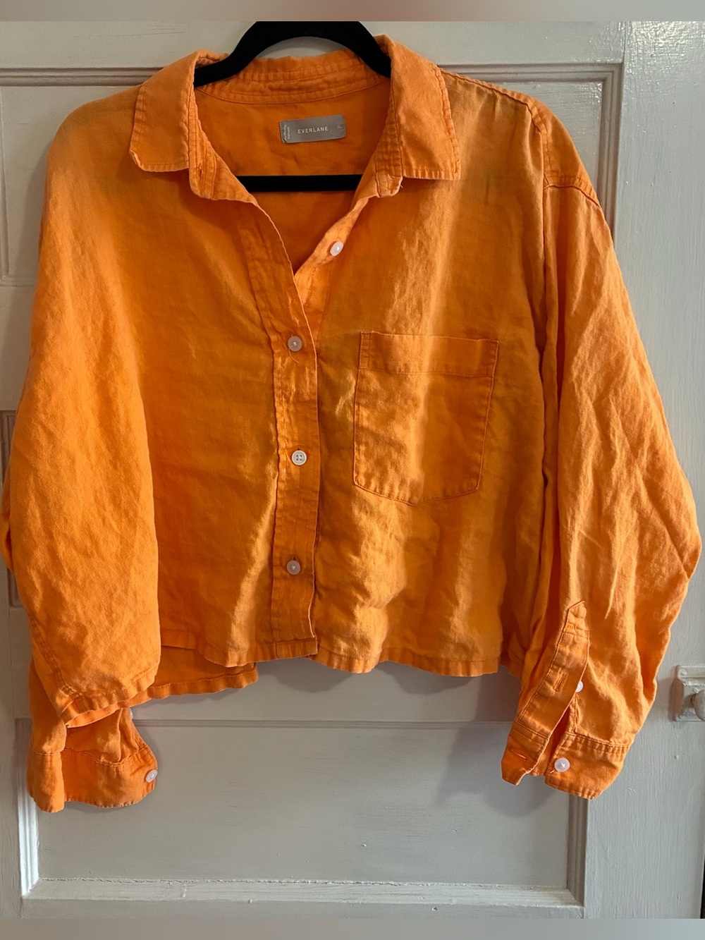 Everlane Bright Orange Linen Button-Up Shirt